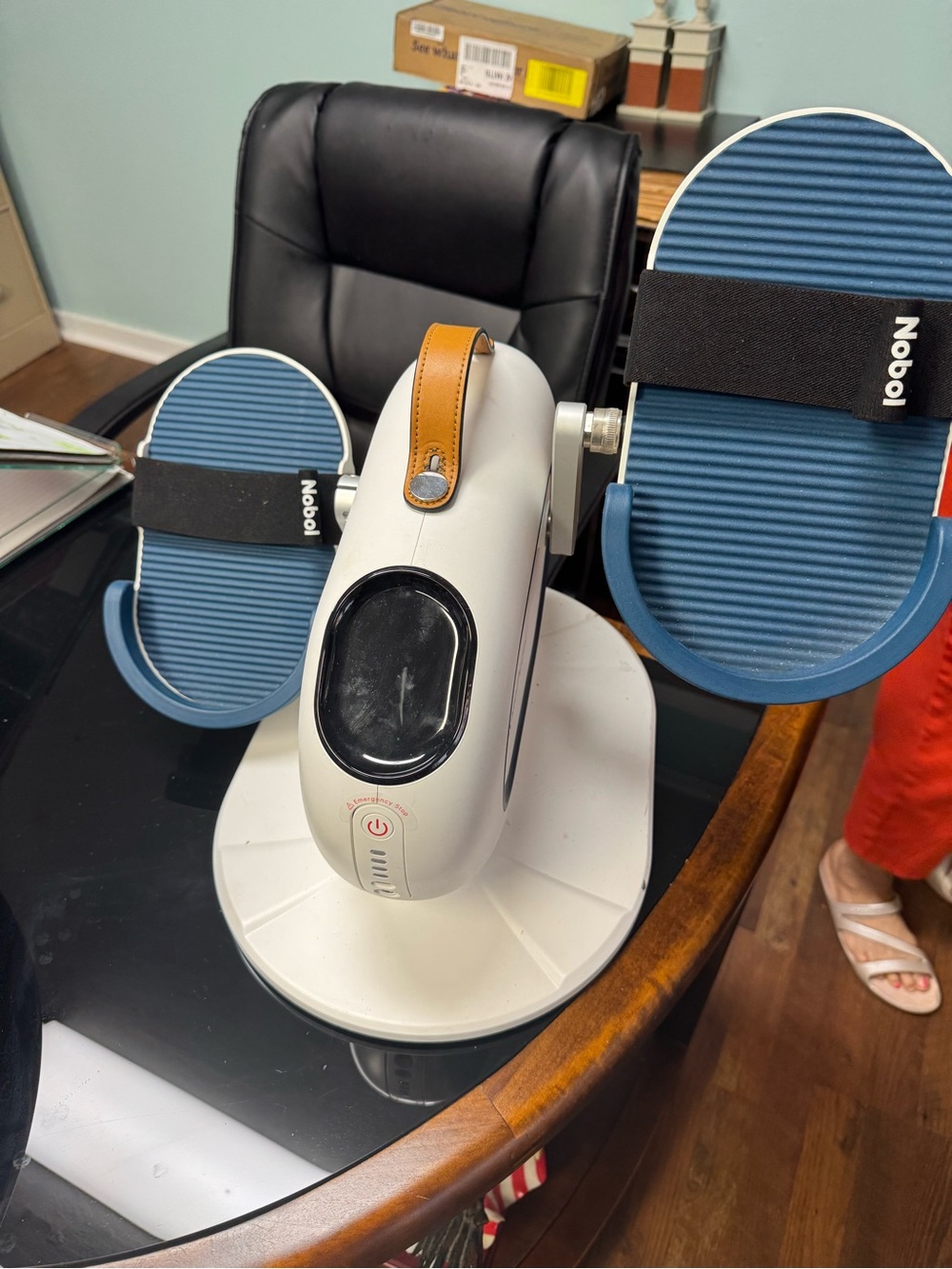 NOBO White Foot and Leg Massager with Blue Ribbed Footrests